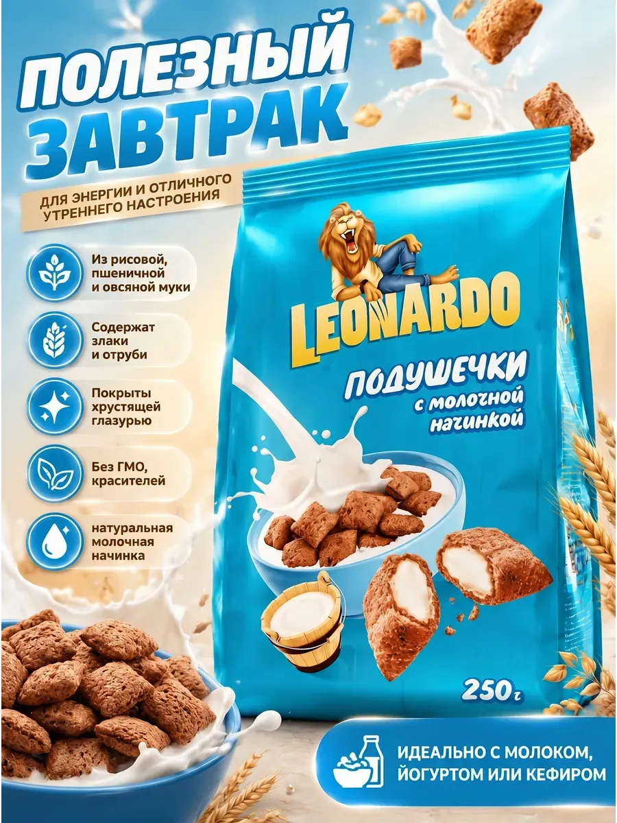 Готовый завтрак "Подушечки с молочной начинкой",250гр