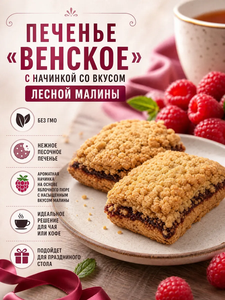 Печенье "Венское" с начинкой со вкусом малины