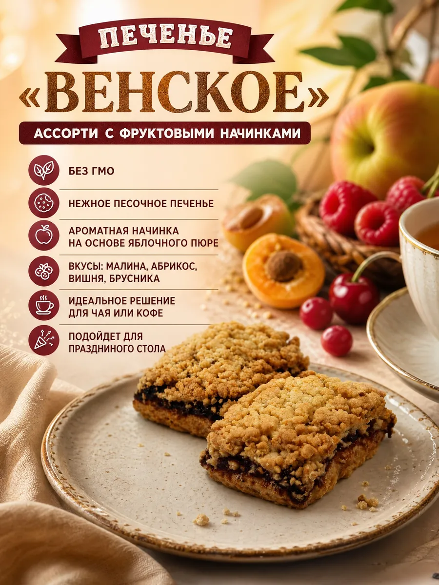 Печенье "Венское" ассорти с фруктовыми начинками